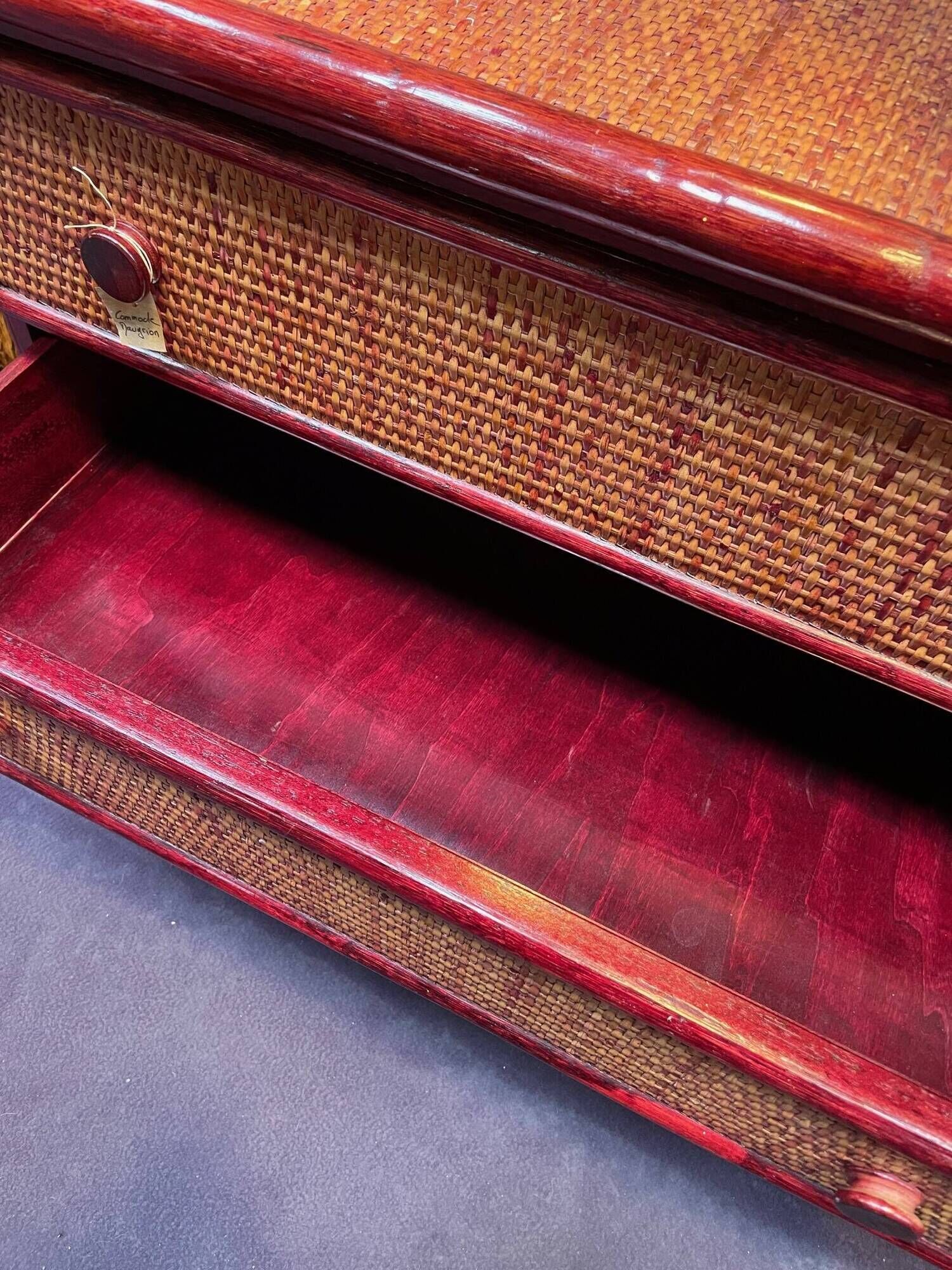 Vintage commode in rattan by Roche Bobois Maugrion from the 1980s.