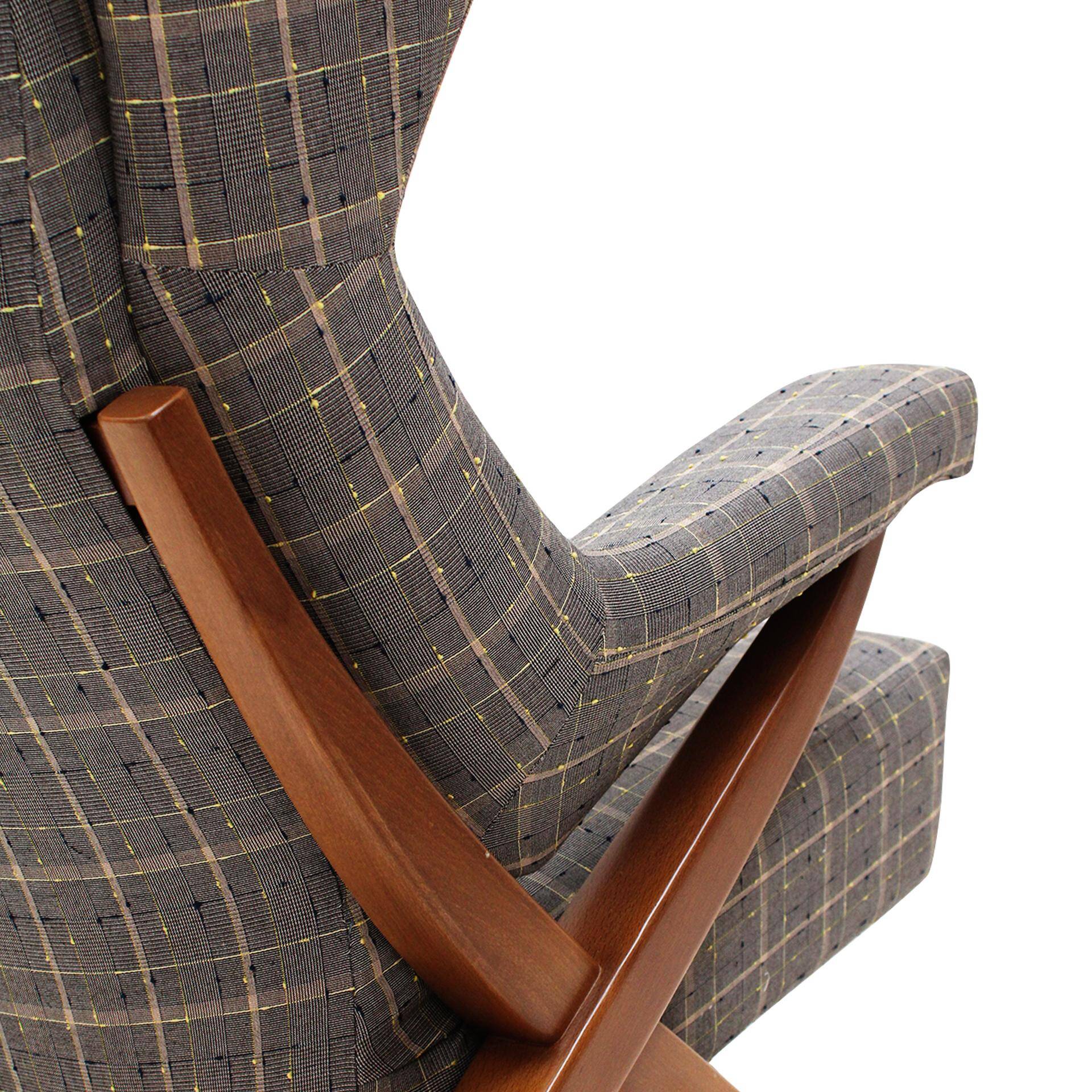 Mid-Century Franco Albini Fiorenza Graphite-blue Wool Ash Italian 1950 Armchair