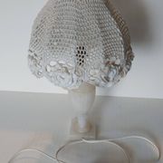 lampe en albâtre avec abajour en crochet