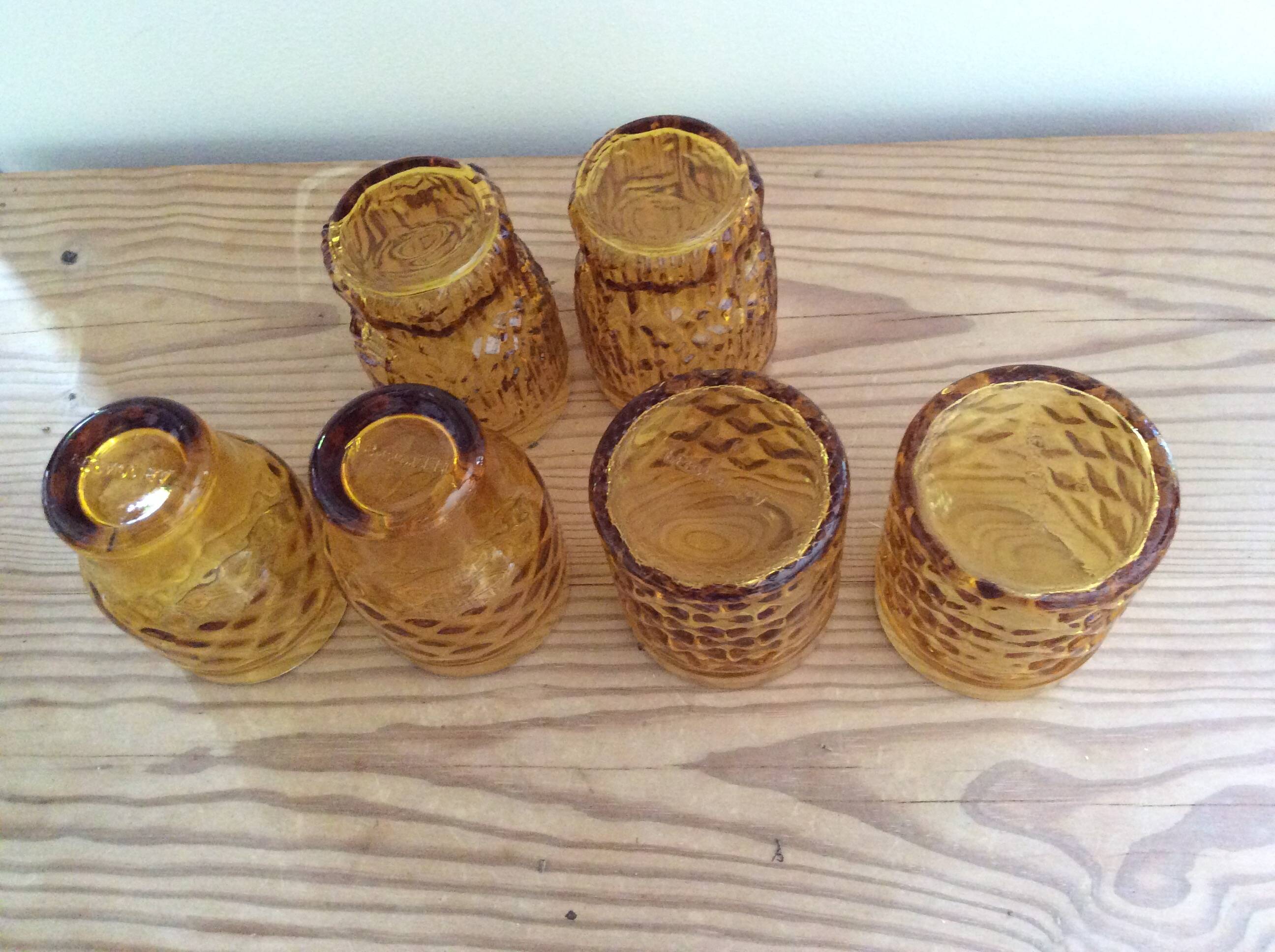 Set of 6 amber glasses