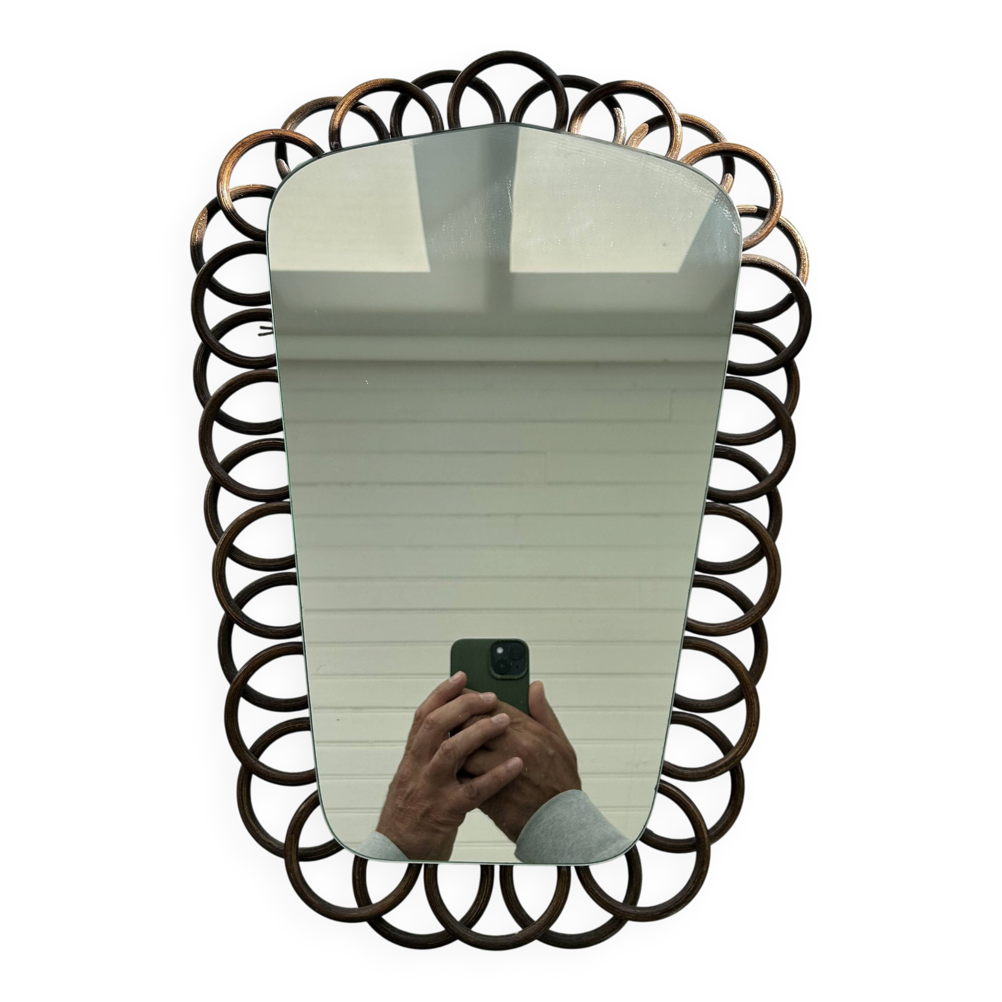 Rattan rear-view mirror
