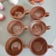 Lot tasses et soucoupes en grès vintage