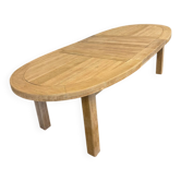 Table de ferme ovale en chêne massif avec des rallonges