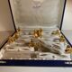 Box of 12 knife holders art nouveau gilded ceramic butterflies