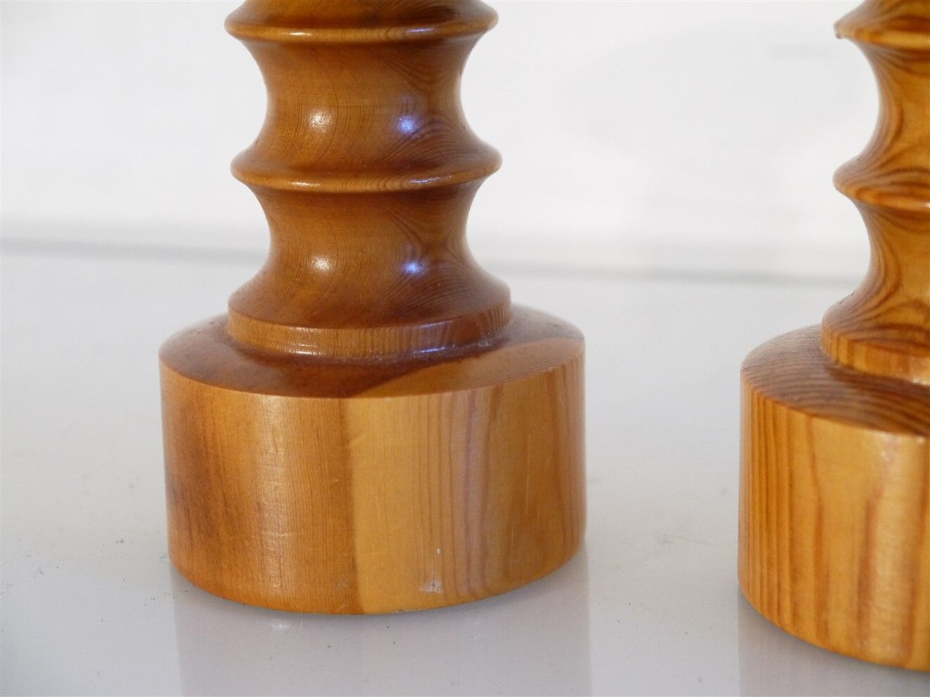 Pair of Scandinavian wooden candle holders 1970