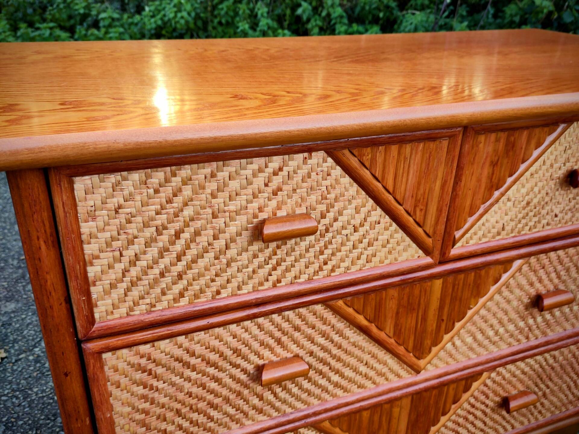 1960s rattan chest of drawers