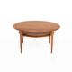 Table basse ronde en teck et en rotin par Peter Hvidt et Orla Mølgaard Nielsen pour France & Søn, années 1960.