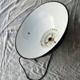 Suspension industrielle XXL en tôle émaillée noire