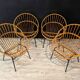 Set of four rattan armchairs, 1950s-1960s design