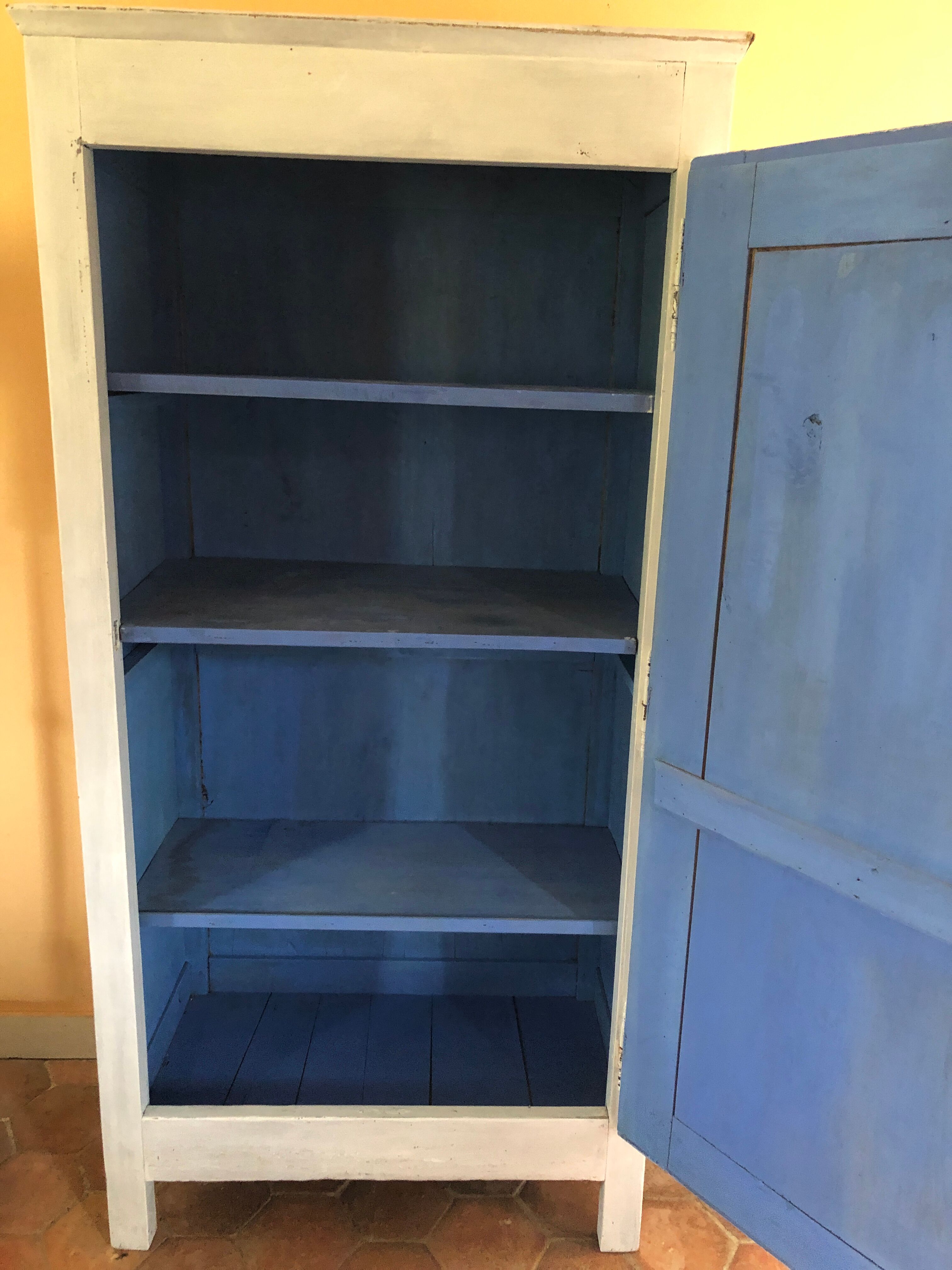 Wardrobe a door in white wood painted gray