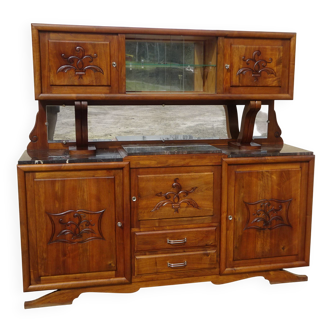 Large two-part buffet in solid walnut