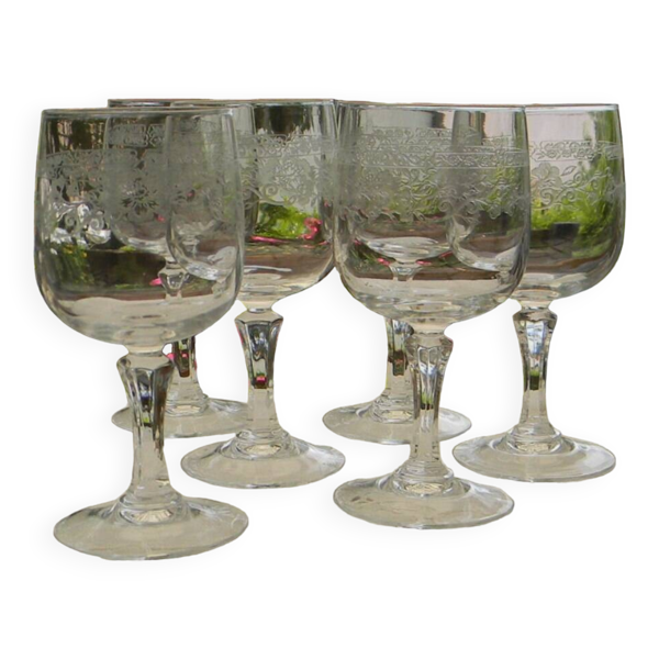 Lot de 6 verres à vin blanc ou apéritif en cristal d'arques modèle matignon