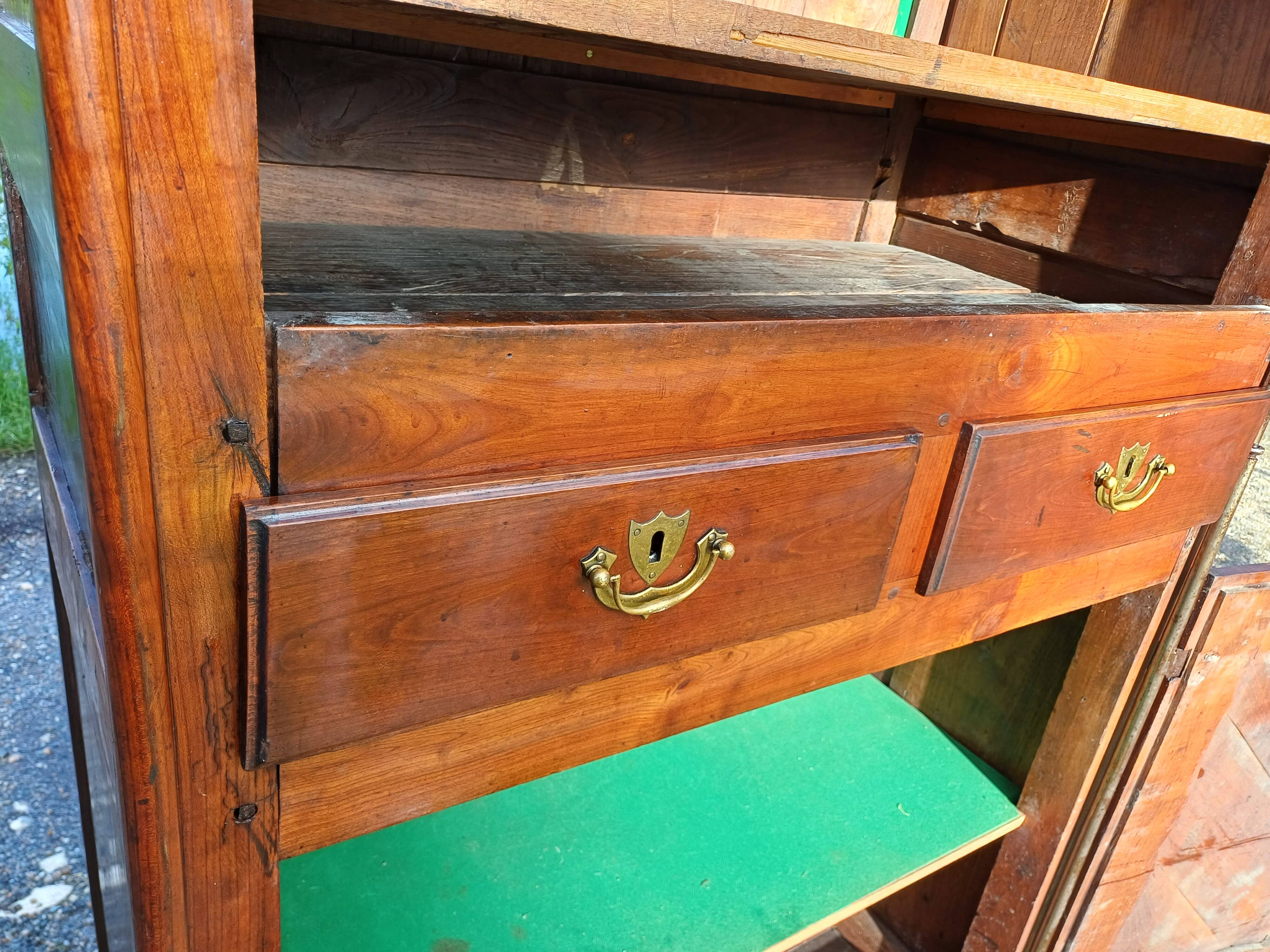 19th century walnut wardrobe with 2 doors and 2 drawers