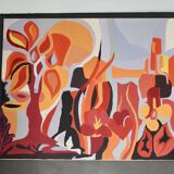 Psychedelic canvas, painting, 70s