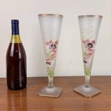 Pair of Frosted Glass Cornet Vases after Montjoye by Legras Art Nouveau period circa 1900