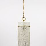 Two suspended lamps in glass and brass by J.T. Kalmar, Vienna, mid-century, Austria, 1950s.