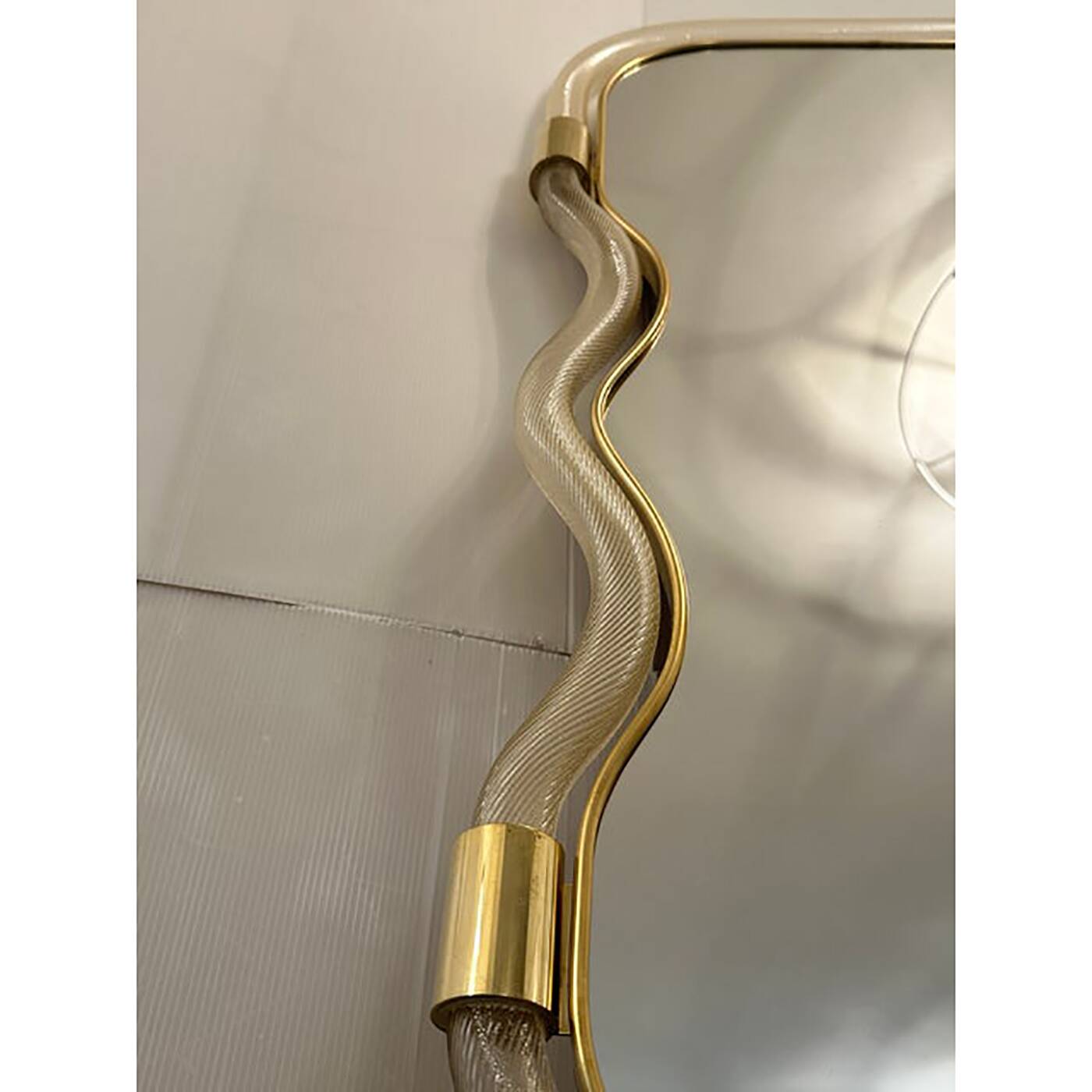 Wave Mirror in Gold "Torchon" Torciglione Glass Design