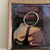 Square trinket dish in glazed ceramic, signed by F. Baudet, France 1970