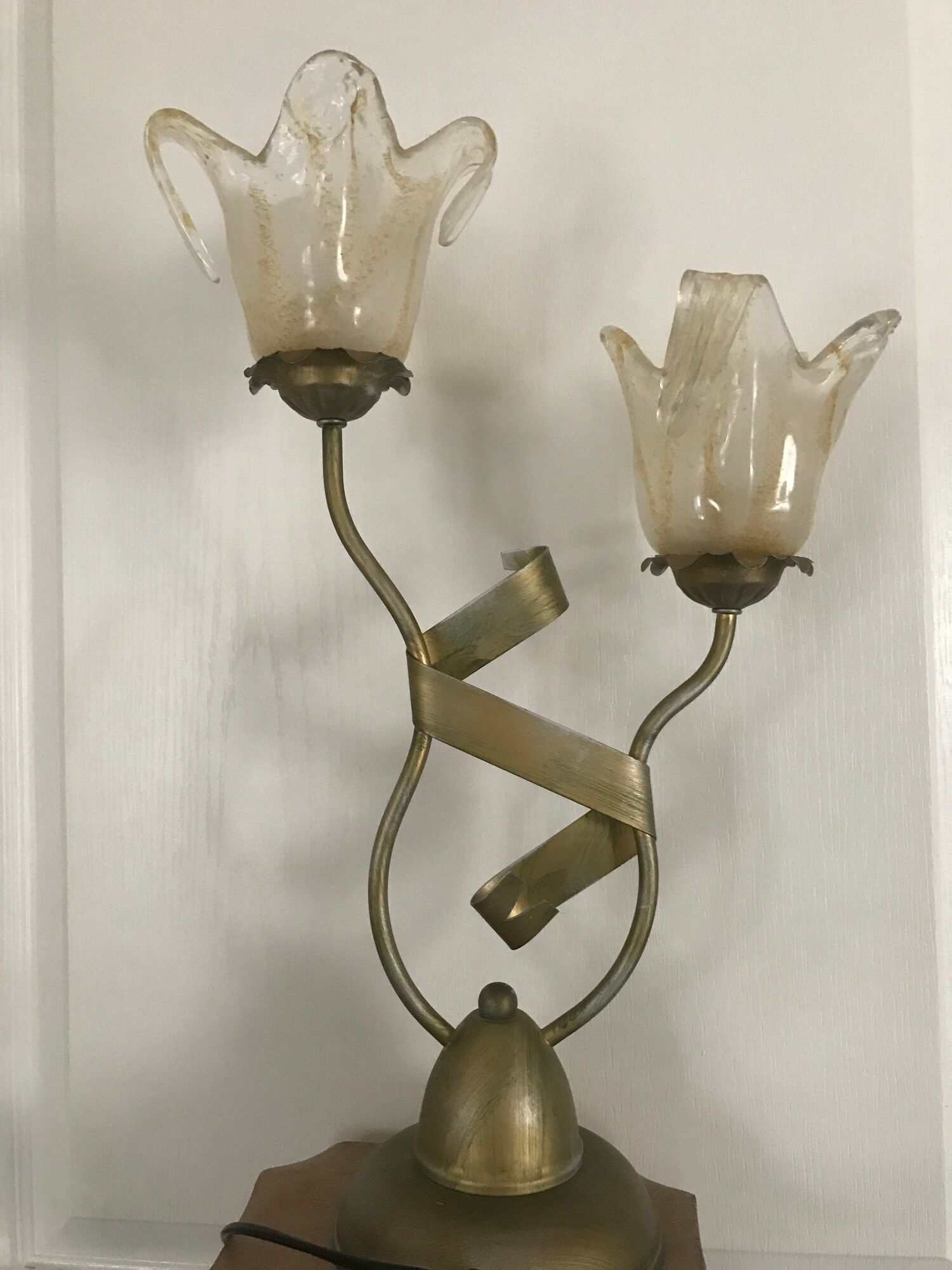 Lamp salerno 2 rods metal finish tulips in blown glass 52,5 cm