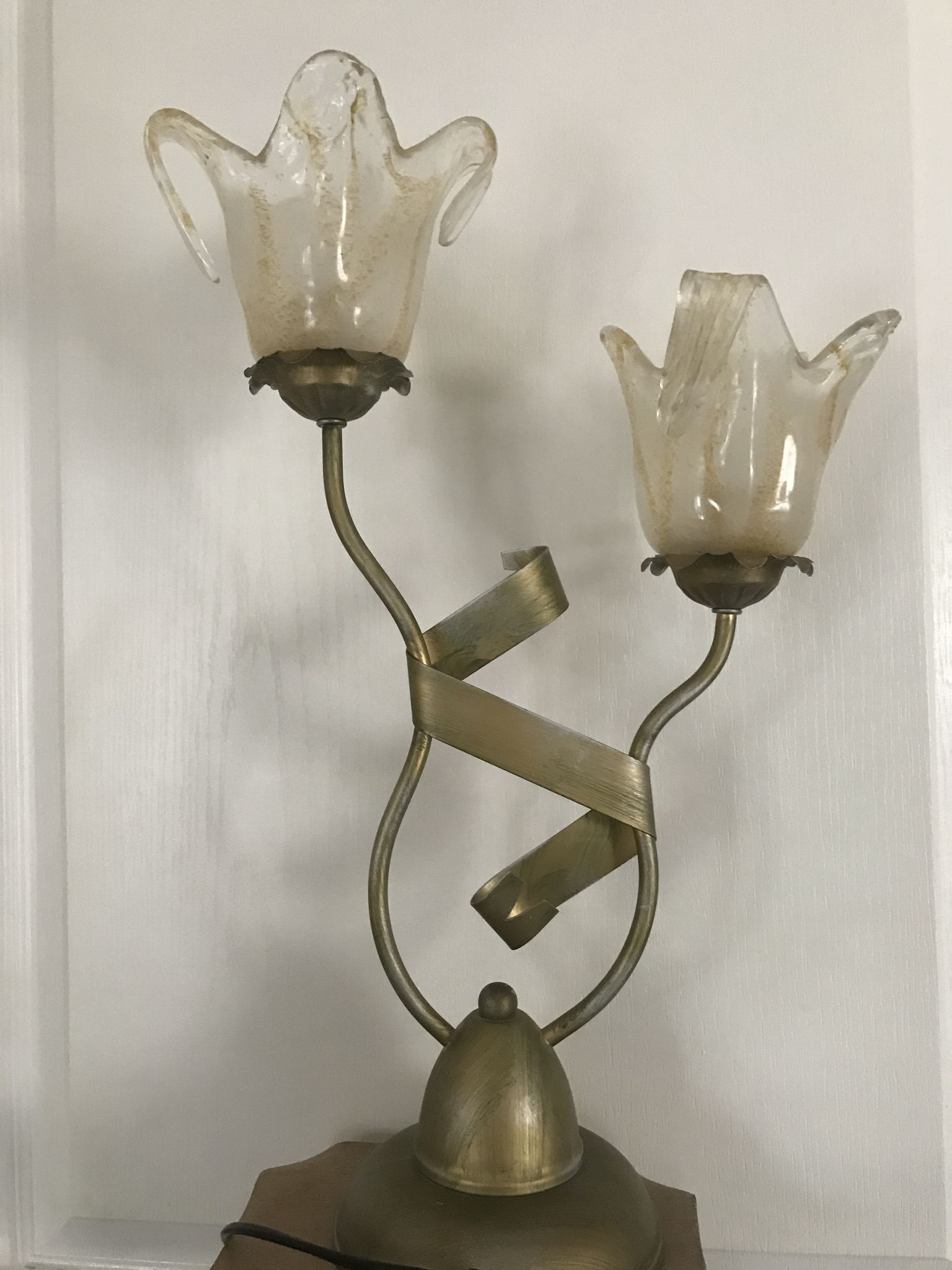 Lamp salerno 2 rods metal finish tulips in blown glass 52,5 cm