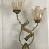 Lamp salerno 2 rods metal finish tulips in blown glass 52,5 cm