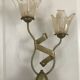 Lamp salerno 2 rods metal finish tulips in blown glass 52,5 cm