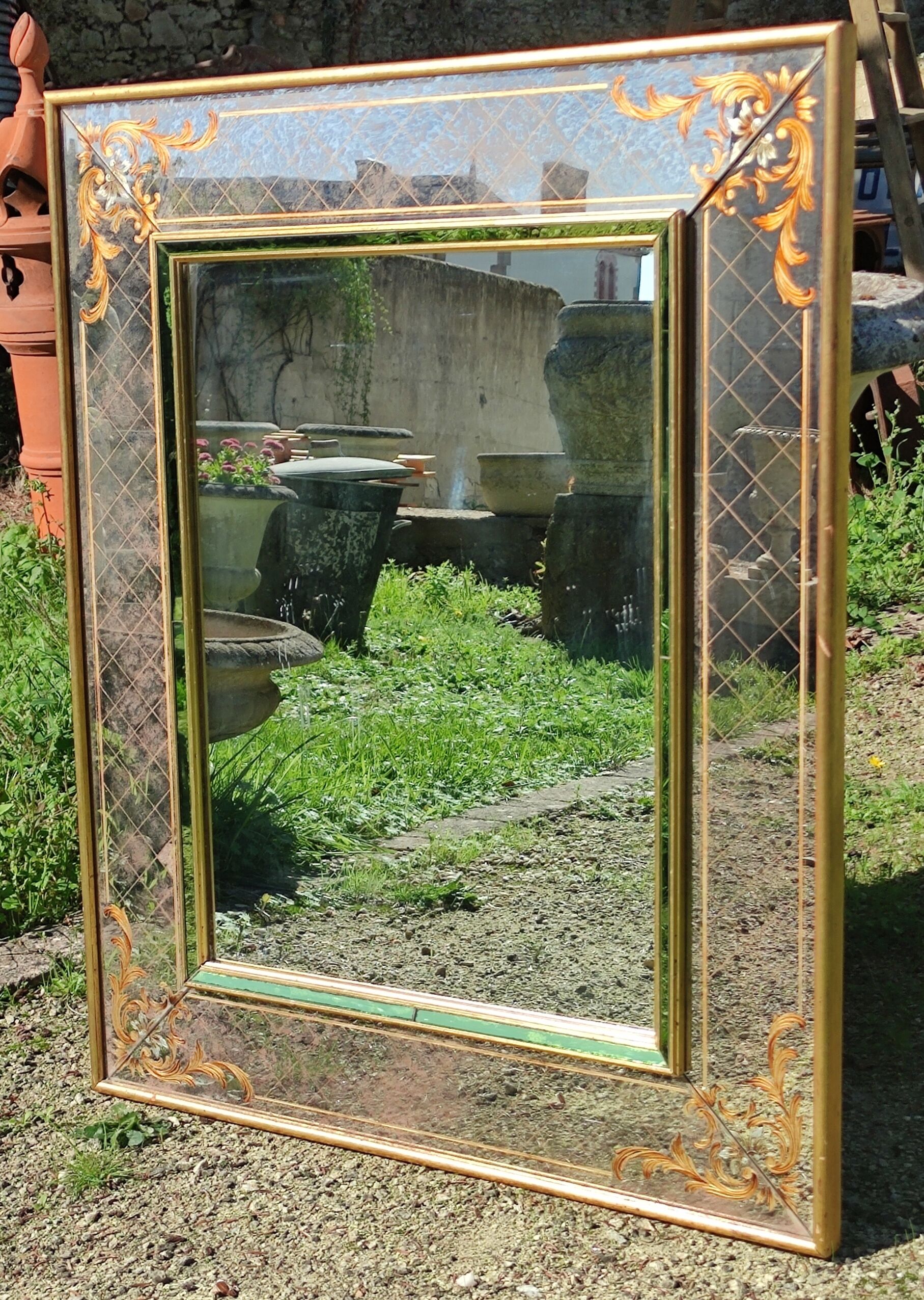 Old parecloses mirror, engraved decoration