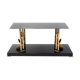 Coffee table in black hairspray, glass and gilded brass, 1970s