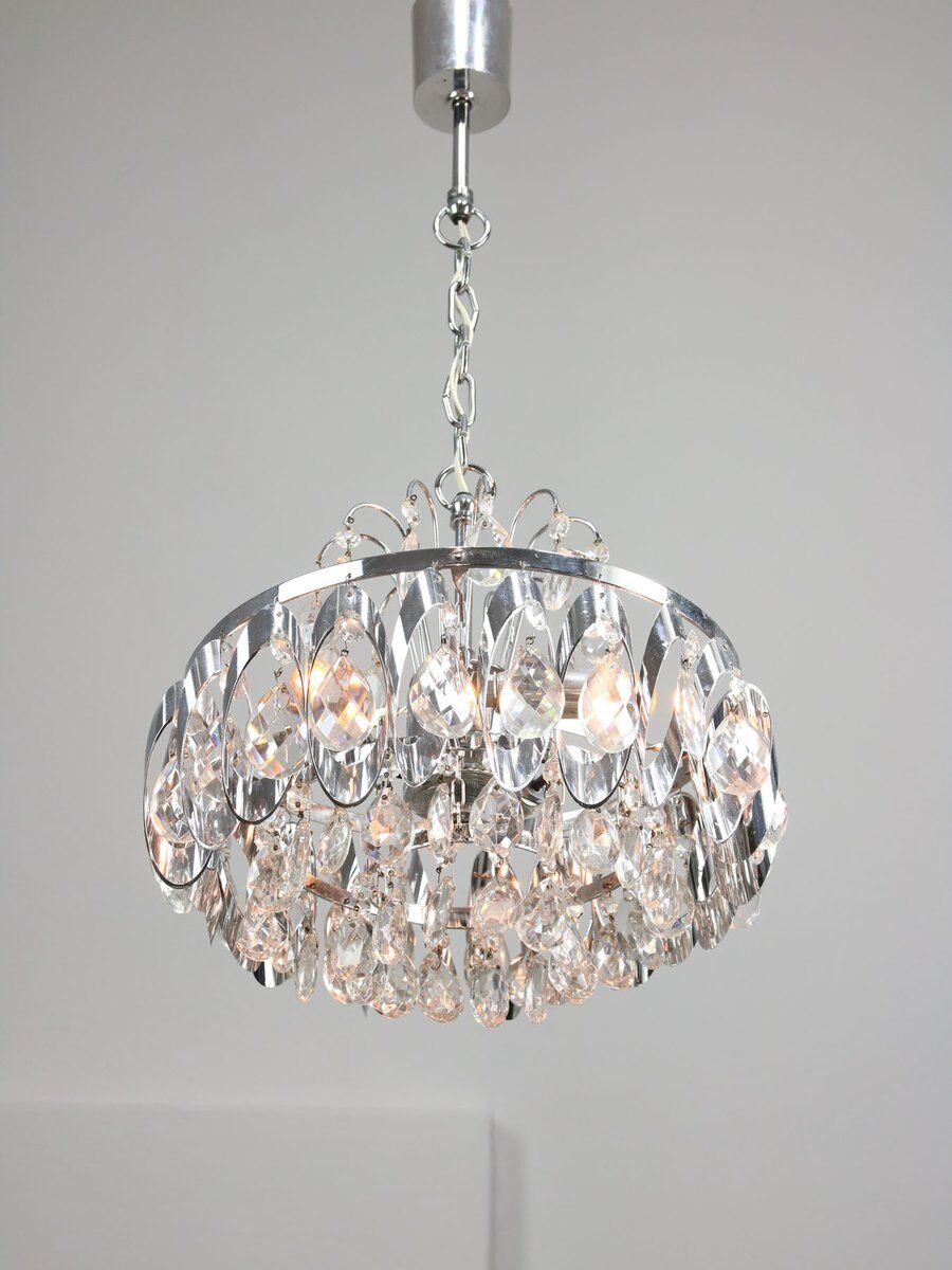 Small vintage Viennese crystal chandelier, 1970s
