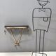 Vintage Wall Mounted Brass Console Table With Demilune Black Glass Top, Italy