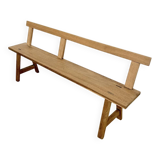 Natural solid oak backrest bench