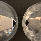 Set de 2 carafes ou pichets en métal argenté et cristal