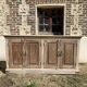 Low sideboard in raw wood, with 4 doors, salvaged from an Indian home