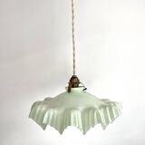 Opaline tray with light mint green ruffles