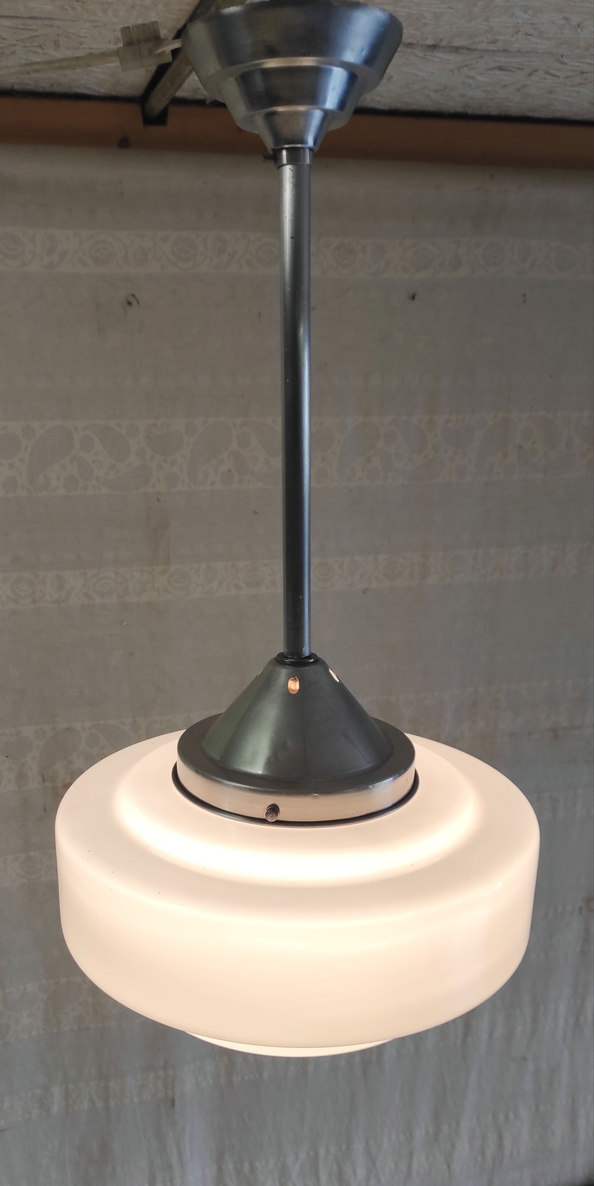 Art Deco opaline globe suspension XL - mid 20th century