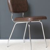 Set of 4 chairs in skaï and vintage chrome