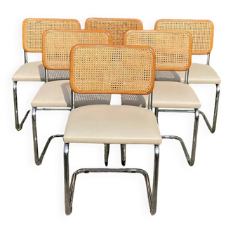 Set of 6 Marcel Breuer Cesca B32 chairs