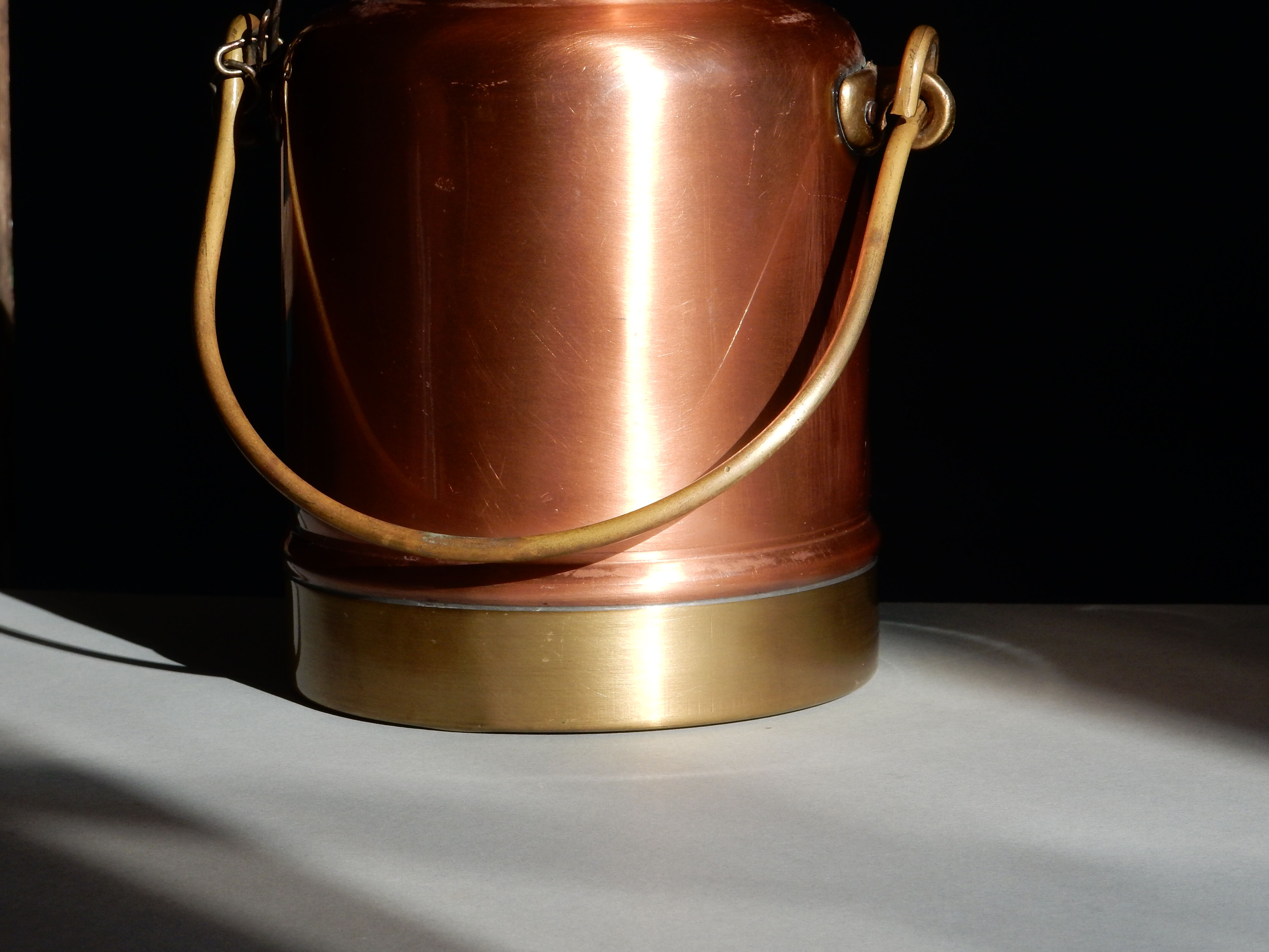 Copper and brass milk pot