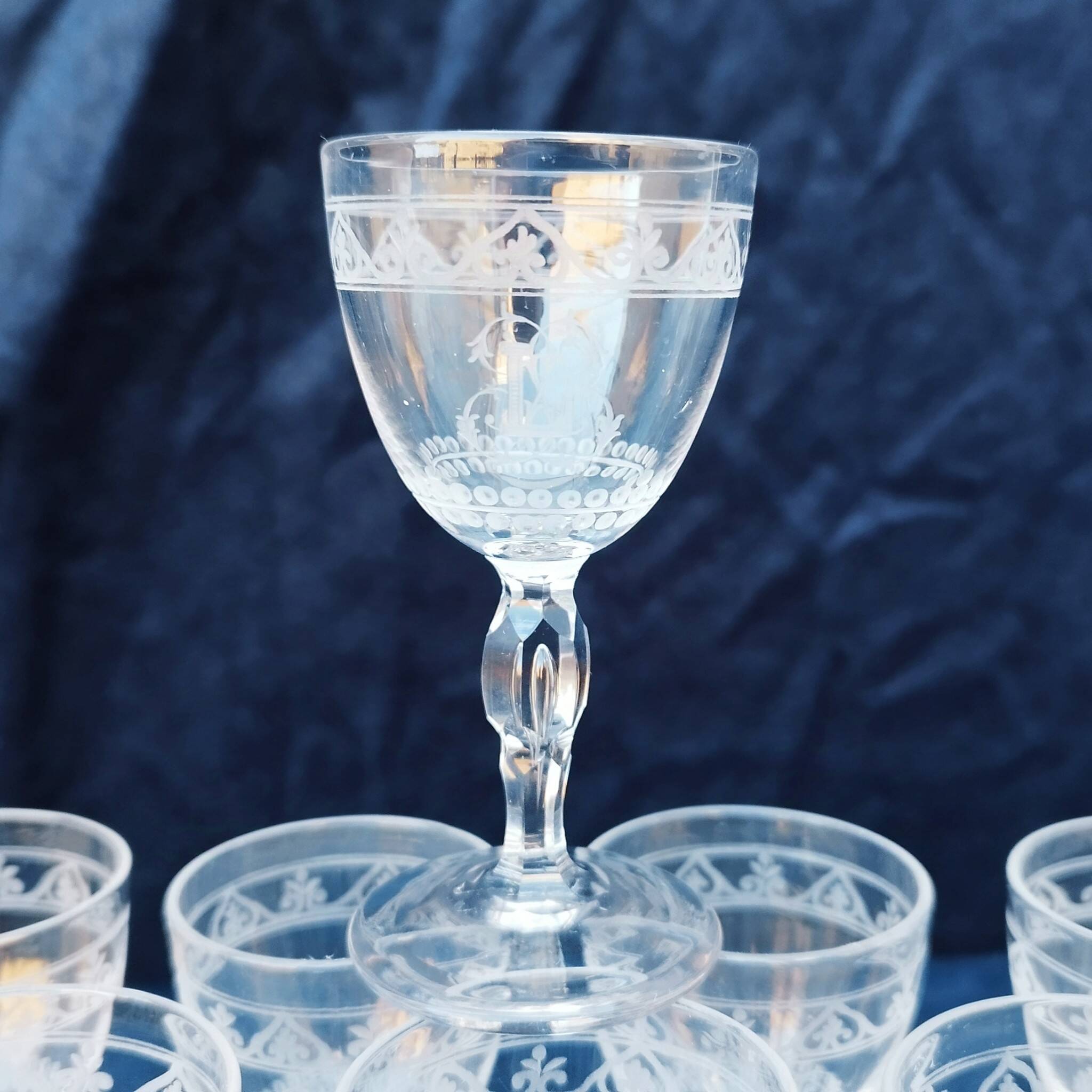 Baccarat crystal port/aperitif glasses monogram