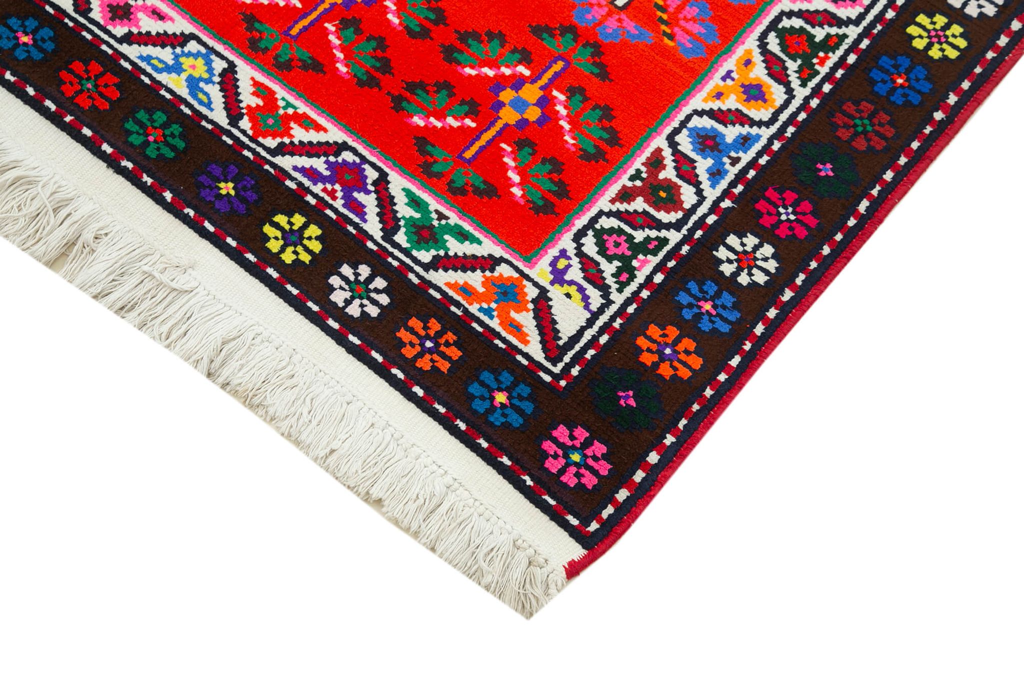 Tapis runner multicolore anatolien antique tissé à la main 81 cm x 372 cm
