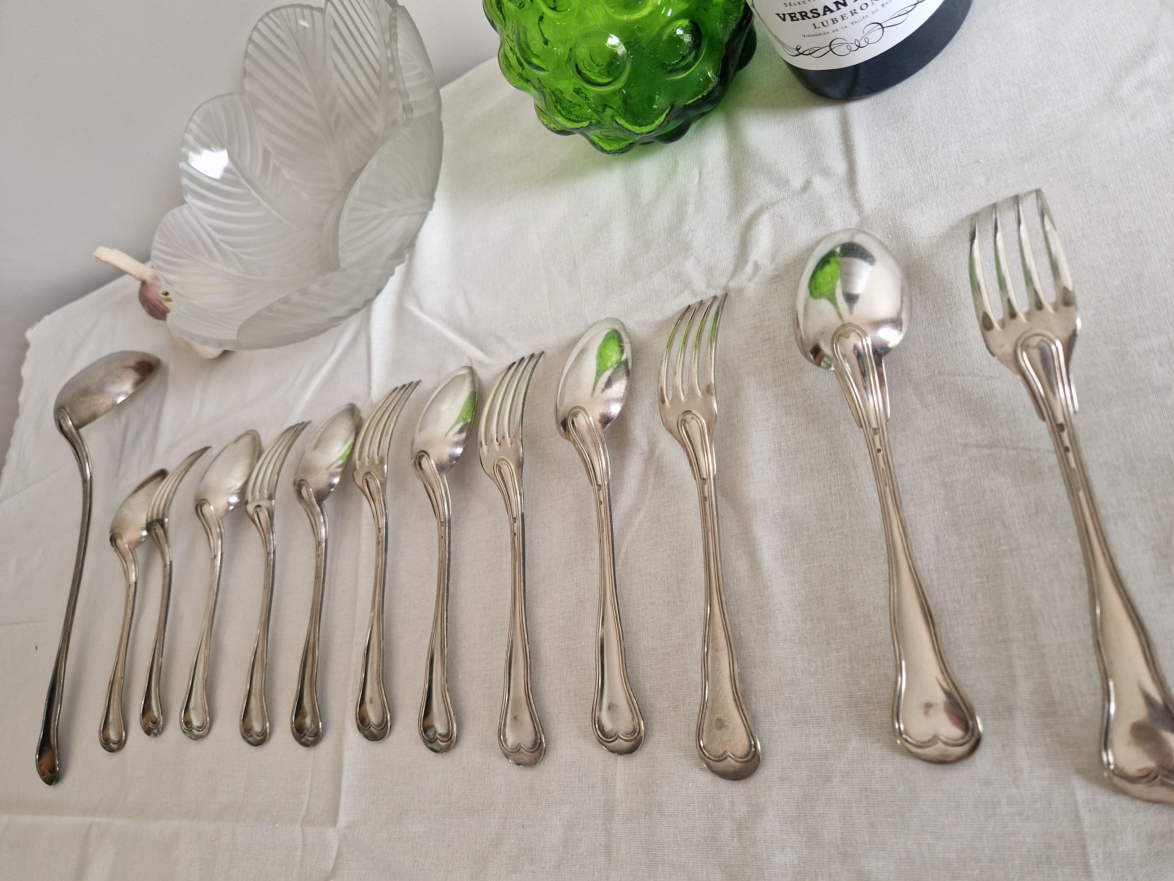 Cutlery set of 13 pieces in silver metal by Christofle