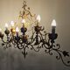 Extra-large wall light with 7 arms, gold metal, acanthus leaf pattern, Palladio.