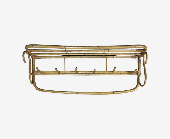 Rattan coat rack 6 hooks 1930s