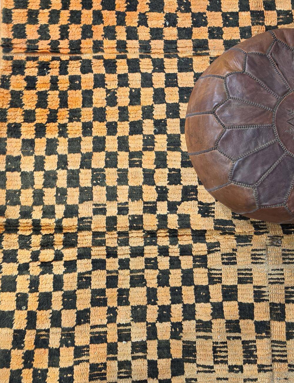 Tapis vintage à damier - 227 x 171 cm
