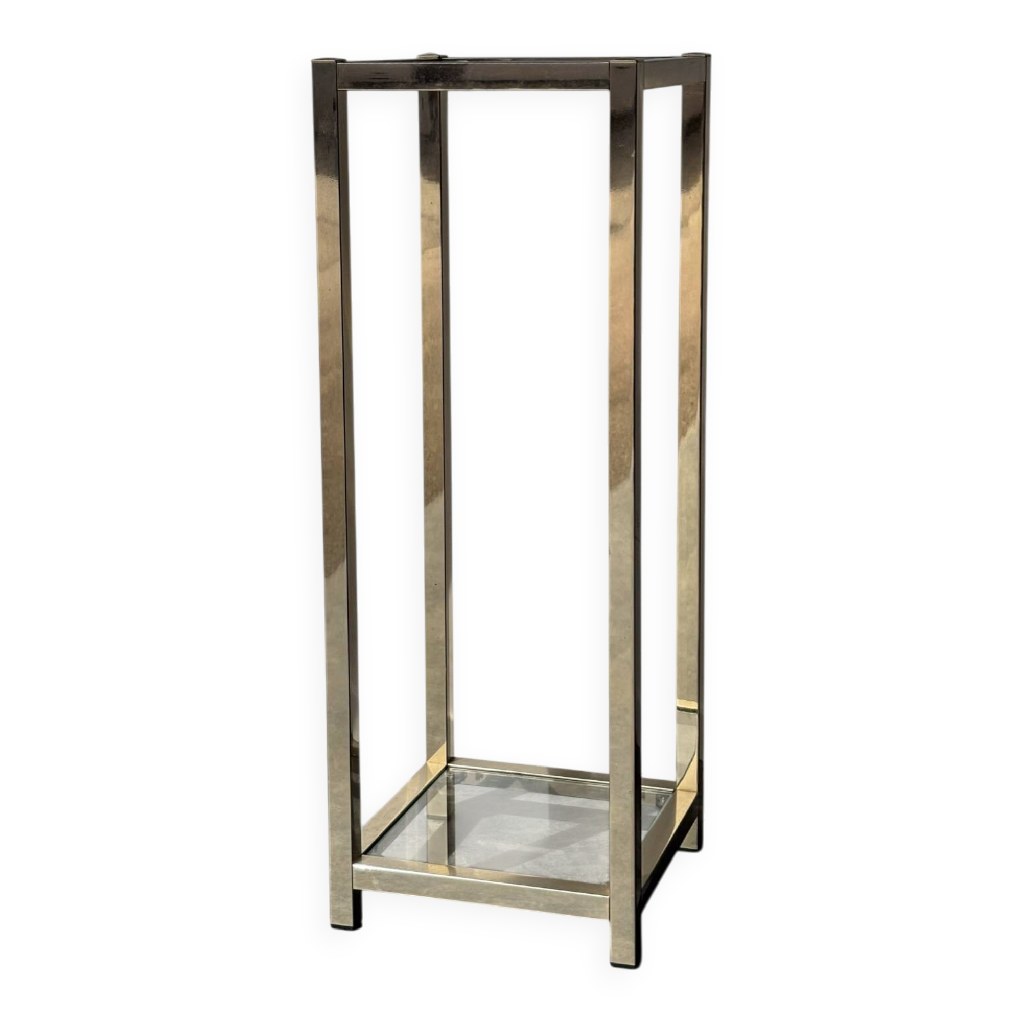 Golden metal and glass side table – 1970s