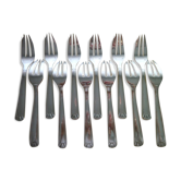 Coffret de 12 fourchettes à gateau en métal argenté Style Art Déco
