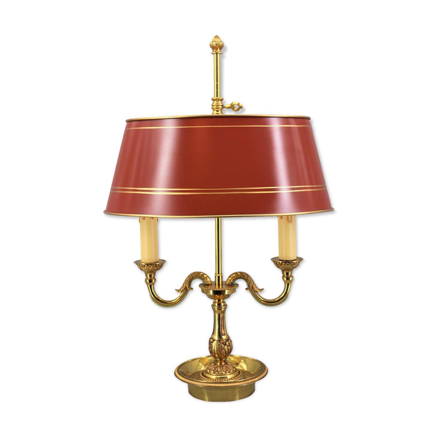 Hot water bottle lamp in solid bronze gilded style Louis XVI Lampshade Color Bordeaux "Lucien Gau"