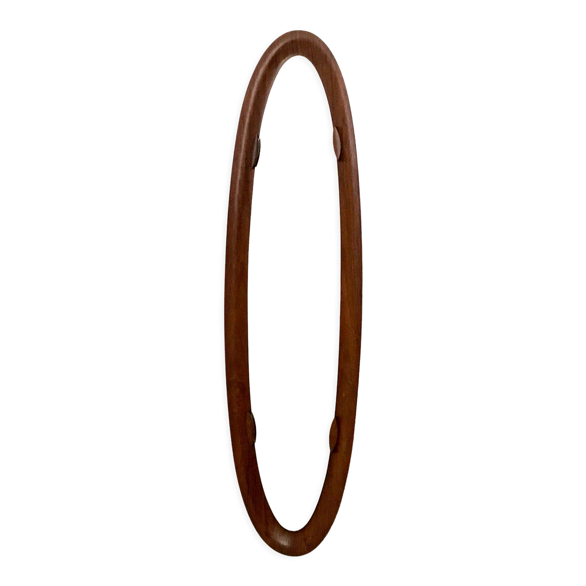 Vintage Postmodern Oval Wall Mirror with a Wooden Frame, Italy