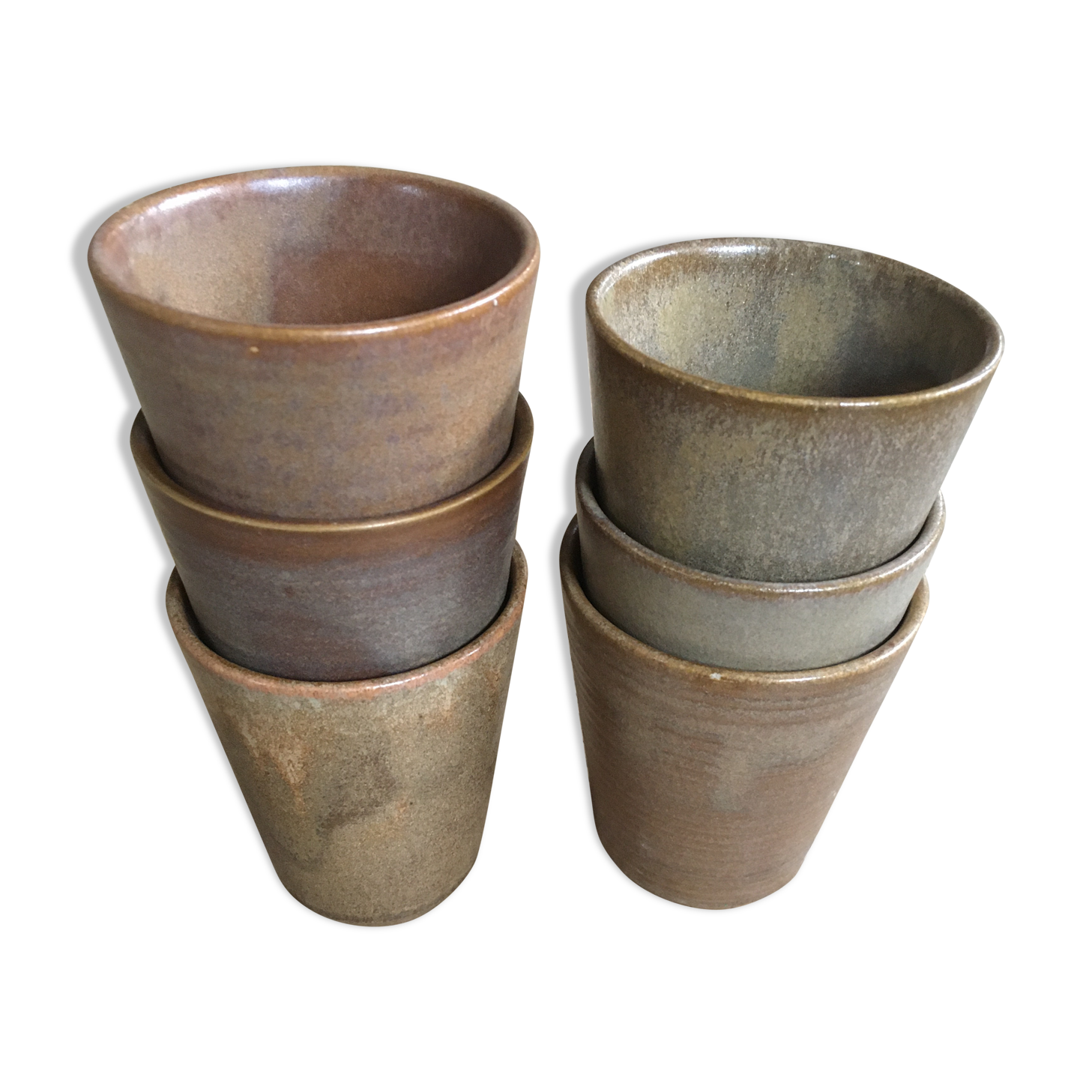 Series of 6 cups of sandstone