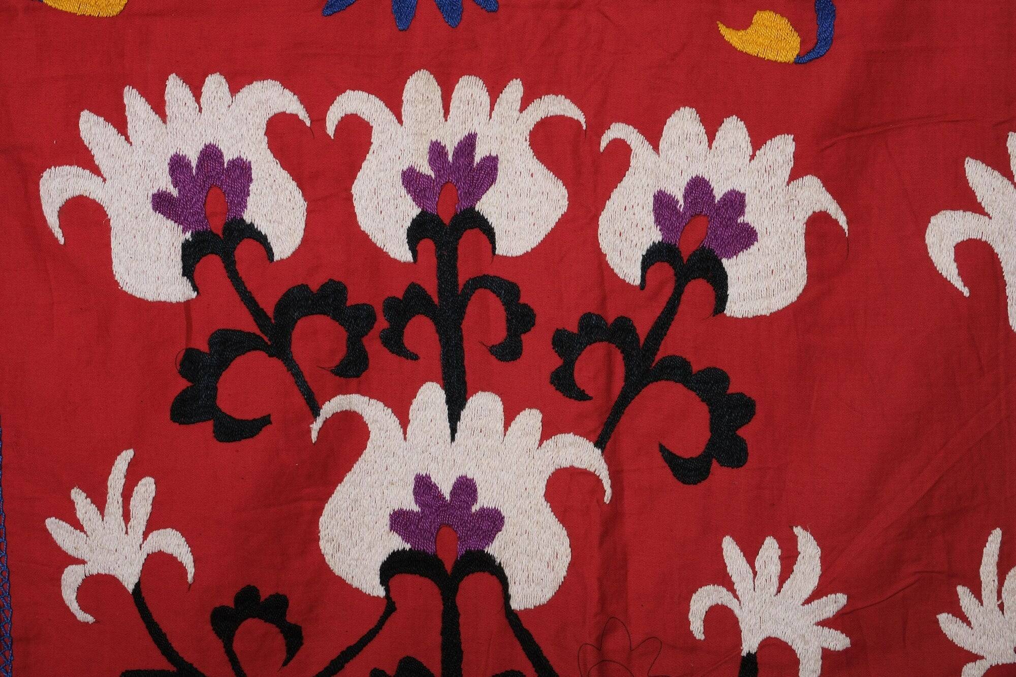 Vintage hand-embroidered tribal tapestry 222x231 cm
